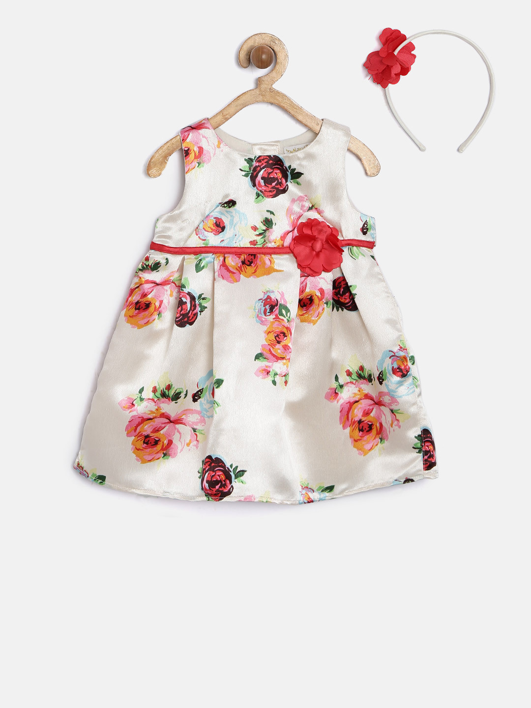 Nautinati Girls Floral Printed Gathered Or Pleated Fit Flare Dress main image 0