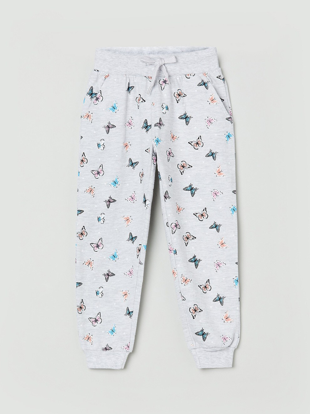 Buy Max Girls Grey & Blue Printed Joggers Track Pants for Girls
