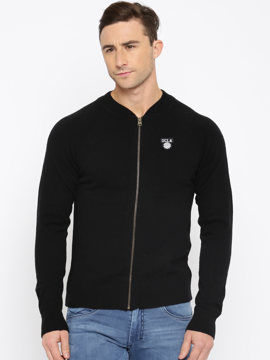 Buy UCLA Men Black Solid Woollen Sweater - Sweaters for ...