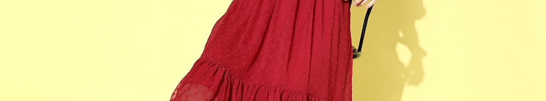 Buy Sera Women Gorgeous Red Self Design Dress - Dresses for Women ...