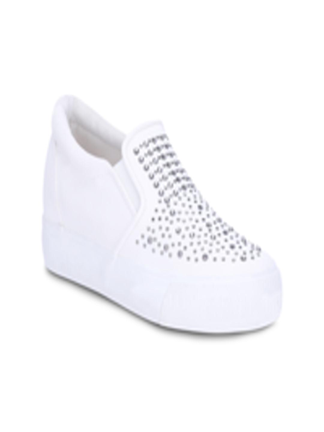 Buy Get Glamr Women White Solid Embellished Sneakers - Casual Shoes for ...