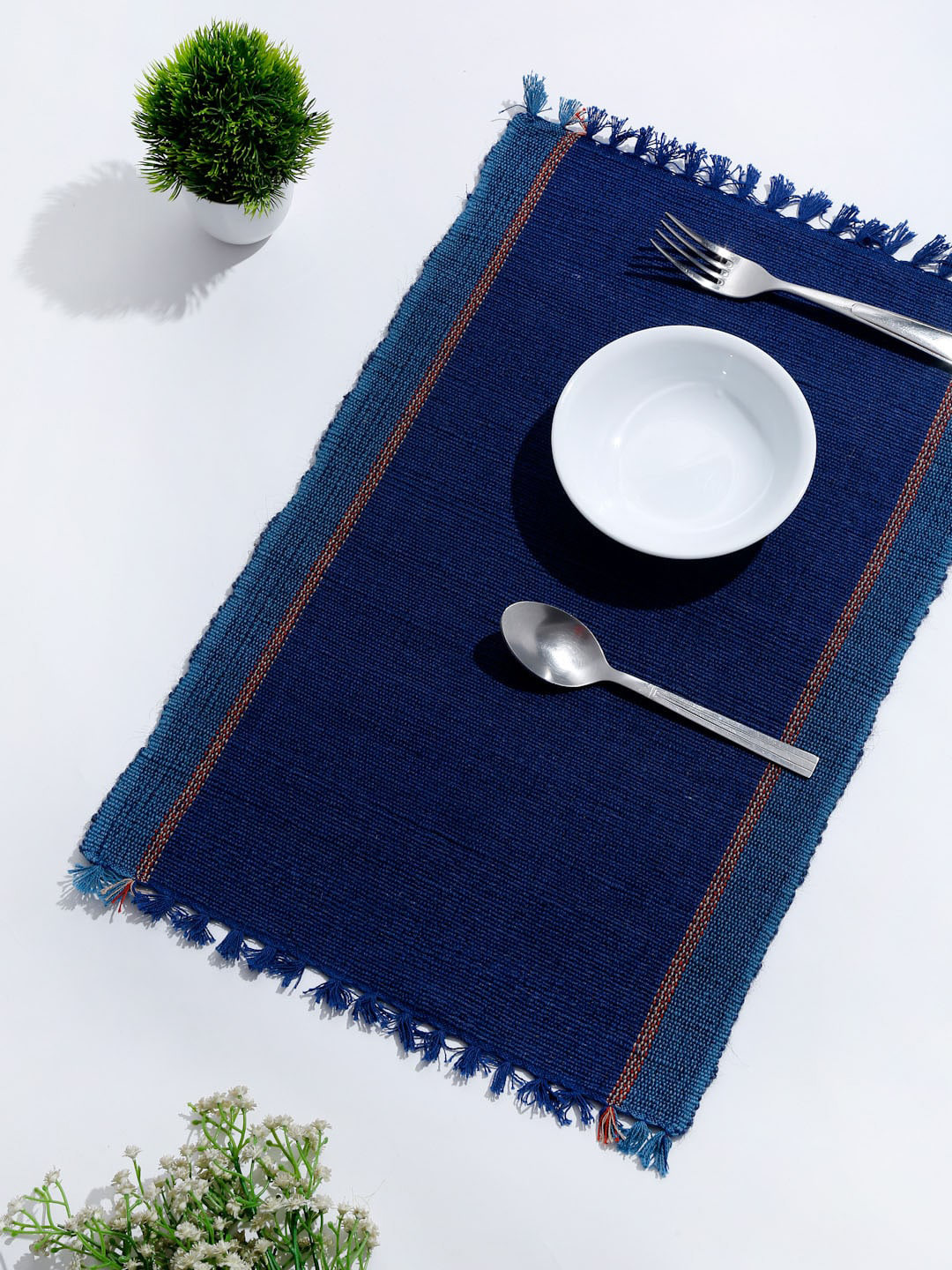 Buy Fabindia Set Of 6 Navy Blue Table Placements Table Placemats for