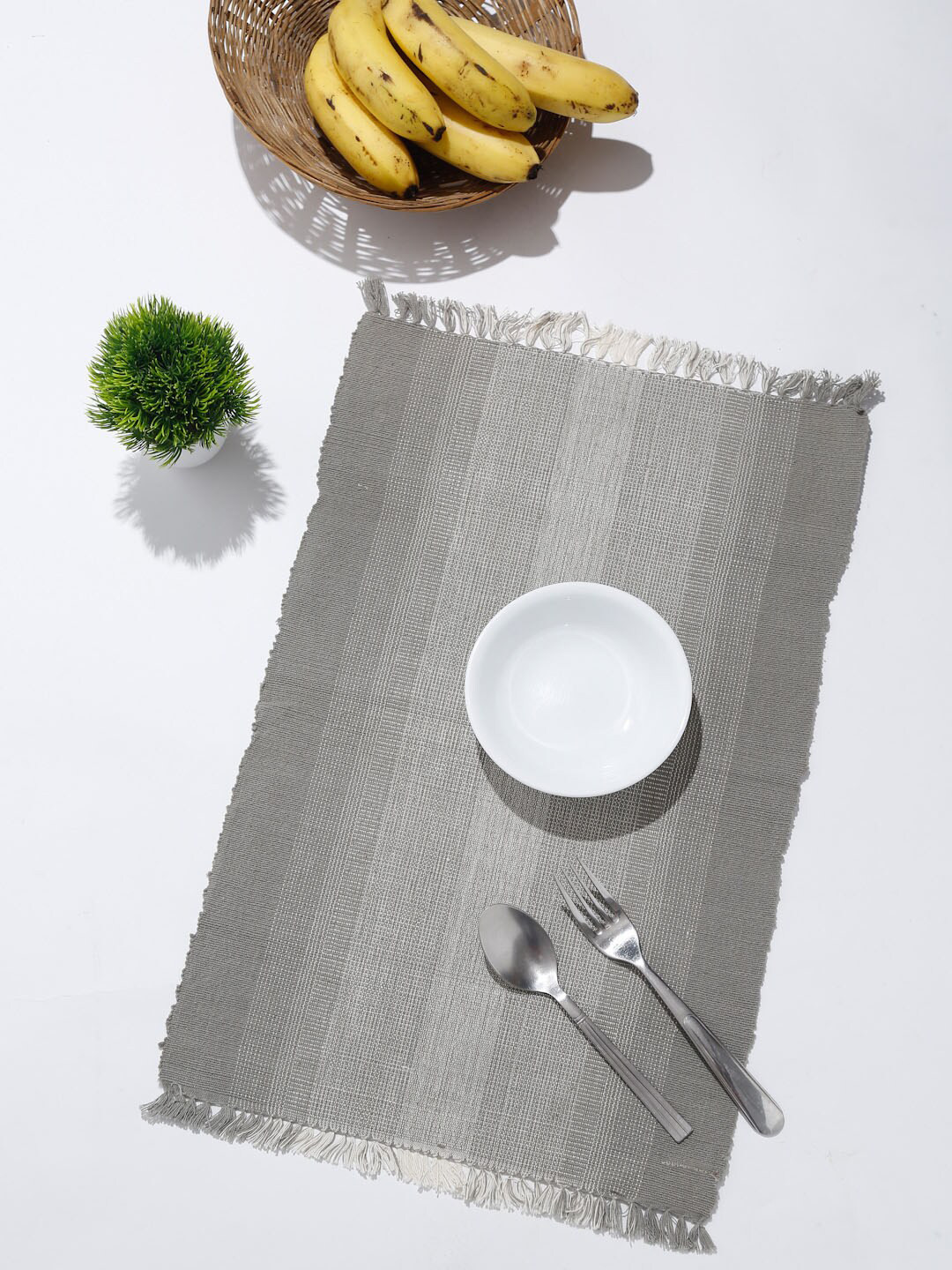 Buy Fabindia Set Of 4 Grey Cotton Table Placemats Table Placemats for