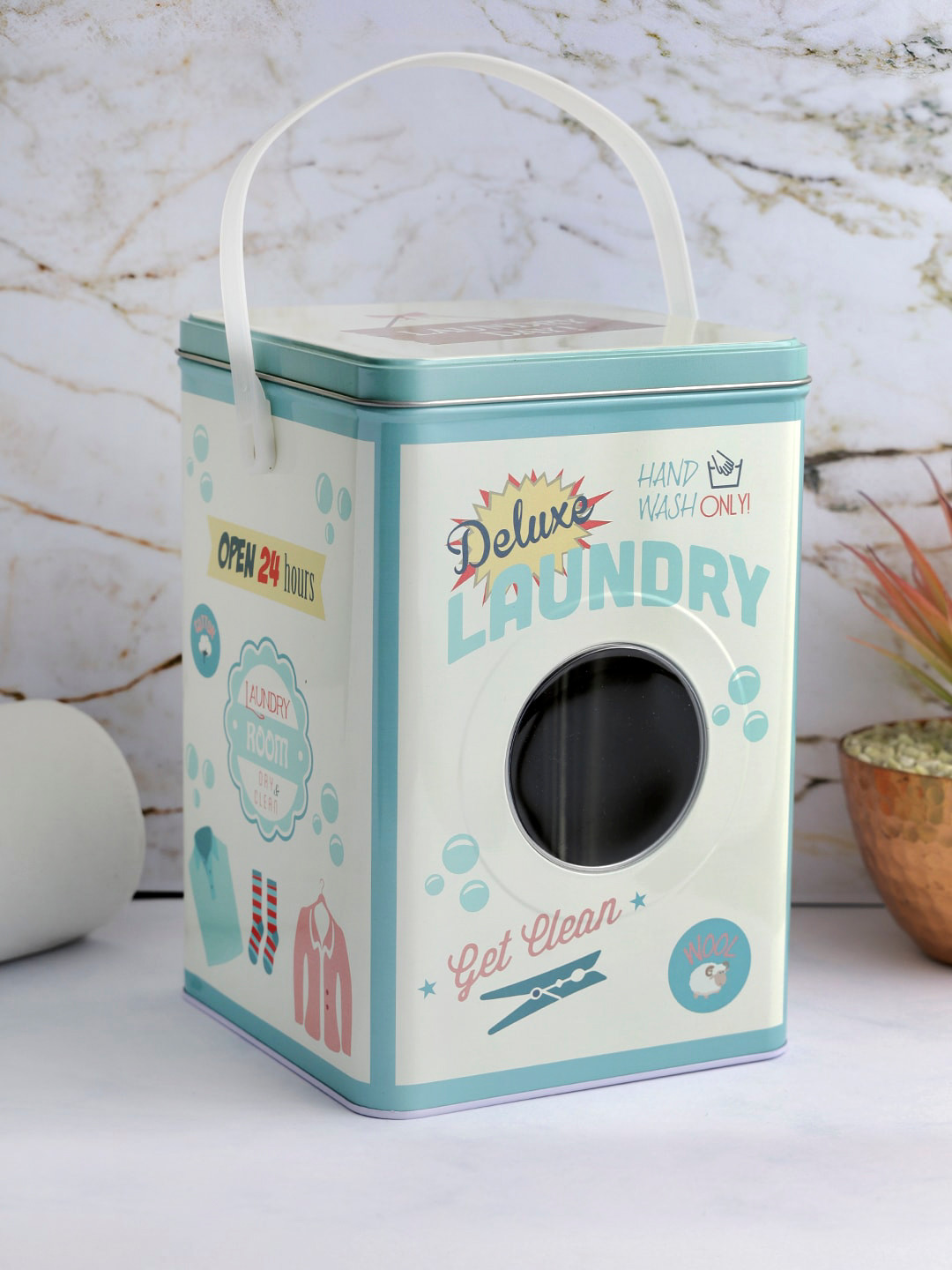 Buy A Vintage Affair Home Decor White & Blue Laundry Detergent Powder