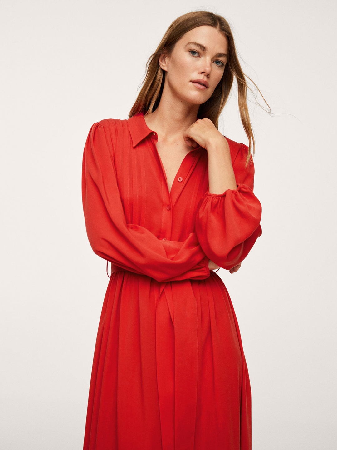 Buy MANGO Red Solid Shirt Midi Dress Dresses for Women 15274218 Myntra