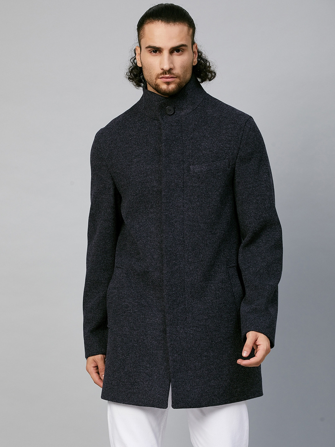 Buy Marks & Spencer Men Navy Blue Solid Coat Coats for Men 15275012