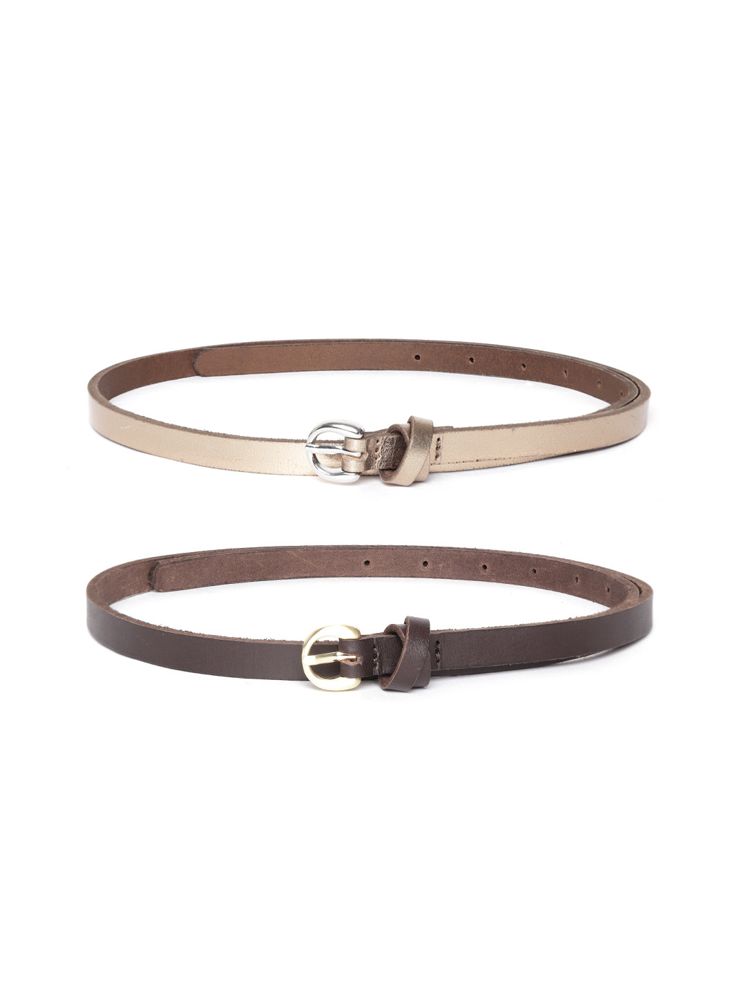 Buy Marks & Spencer Women Set Of 2 Bronze Toned Textured PU Belt Belts for Women 15276262 Myntra