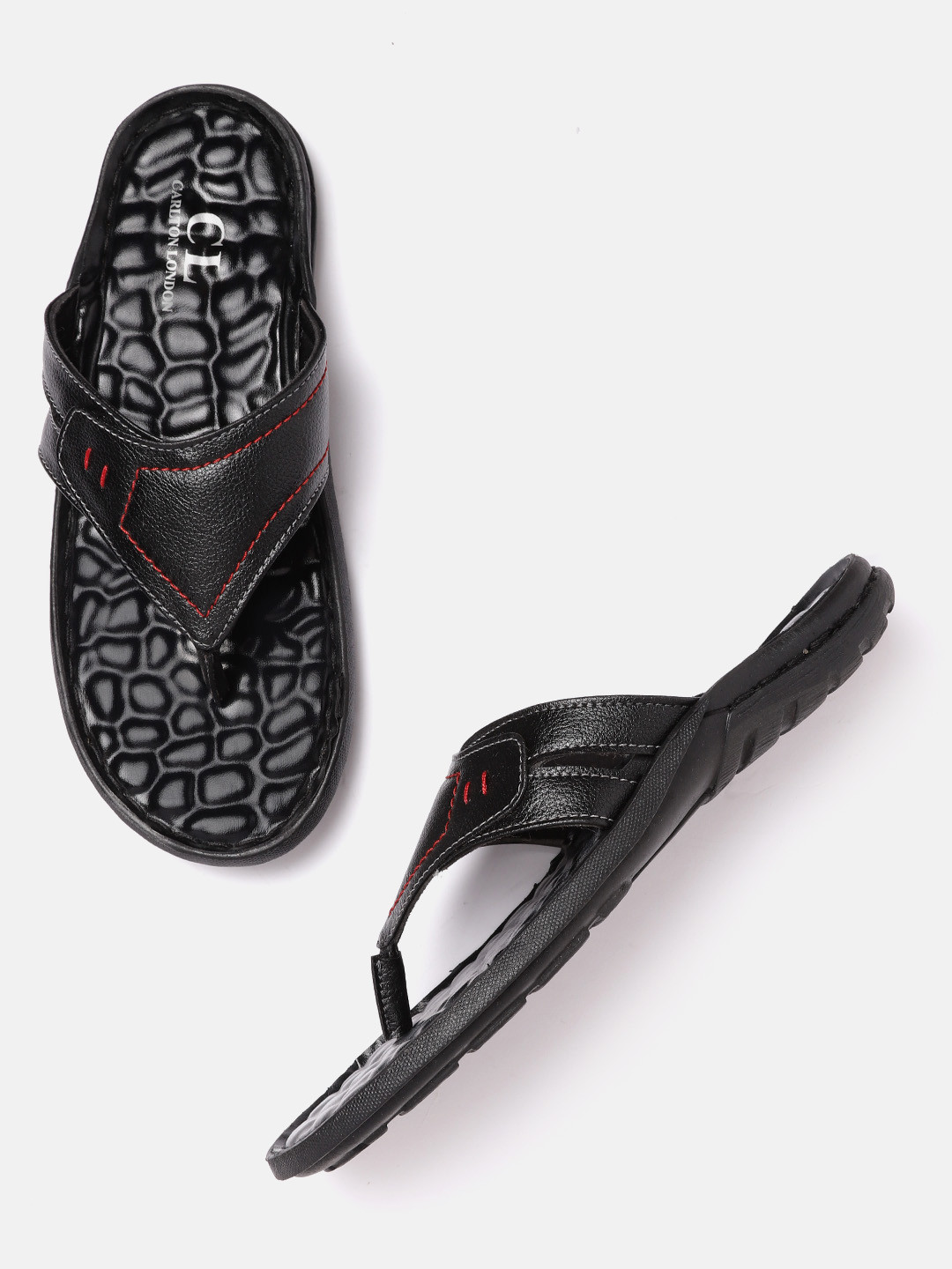 Buy Carlton London Men Black Solid Comfort Sandals Sandals for Men 15279470 Myntra