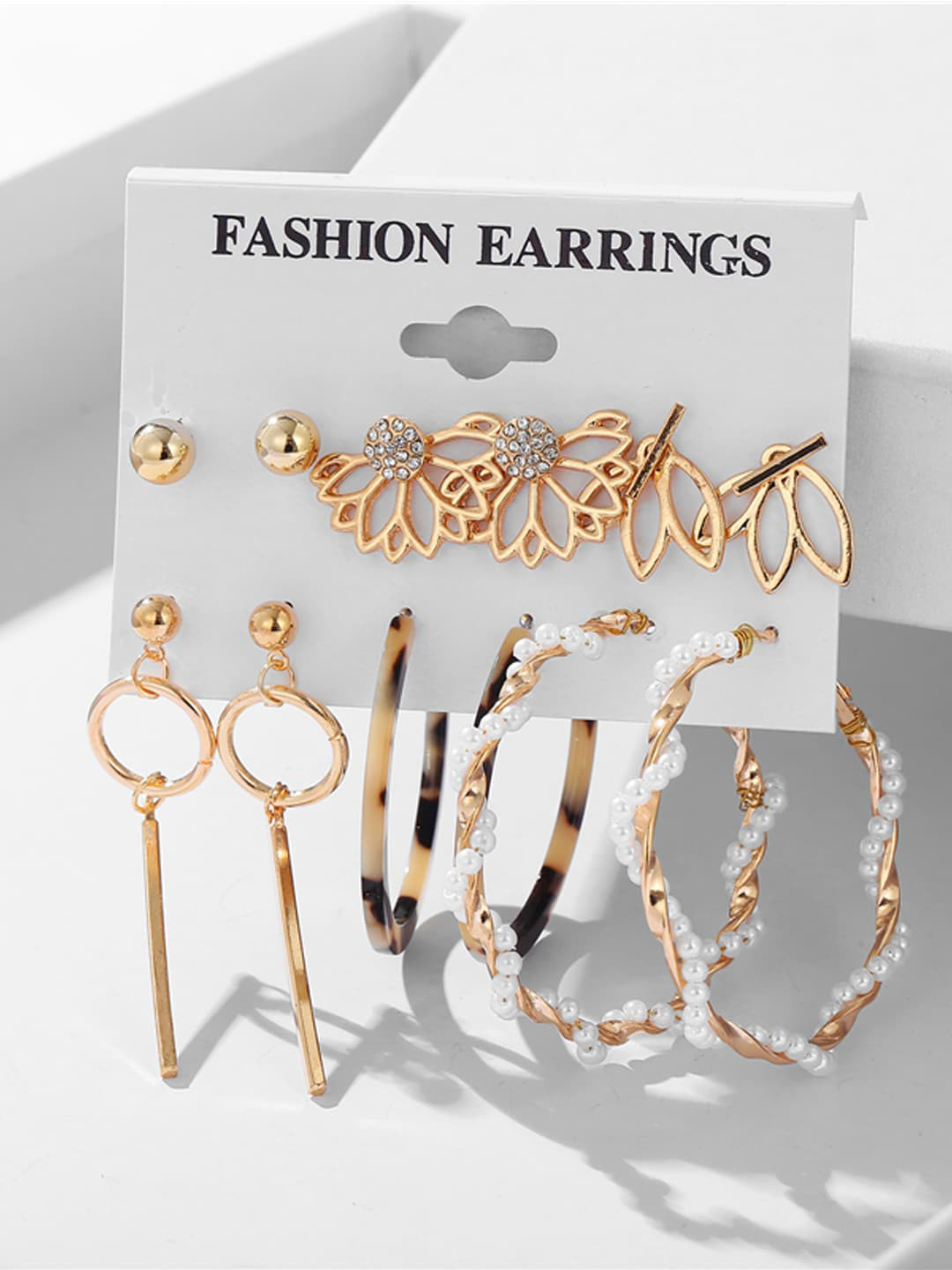 Buy Shining Diva Fashion Combo Set Of 6 Gold Toned Earrings Earrings