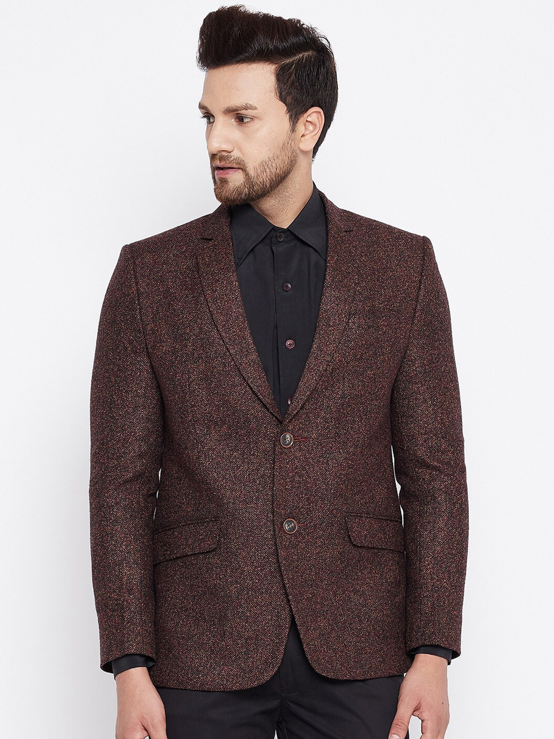 Buy Spirit Coffee Brown Self Design Blazer - Blazers for Men 15283116 ...