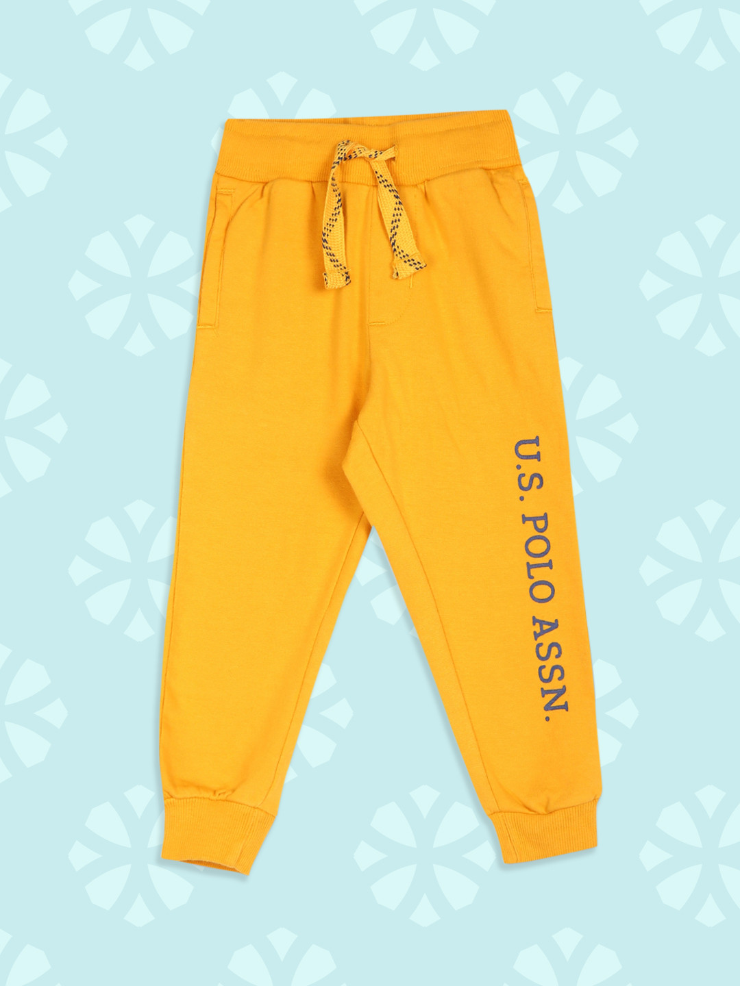 Buy U.S. Polo Assn. Kids Boys Yellow Solid Cotton Joggers Track Pants