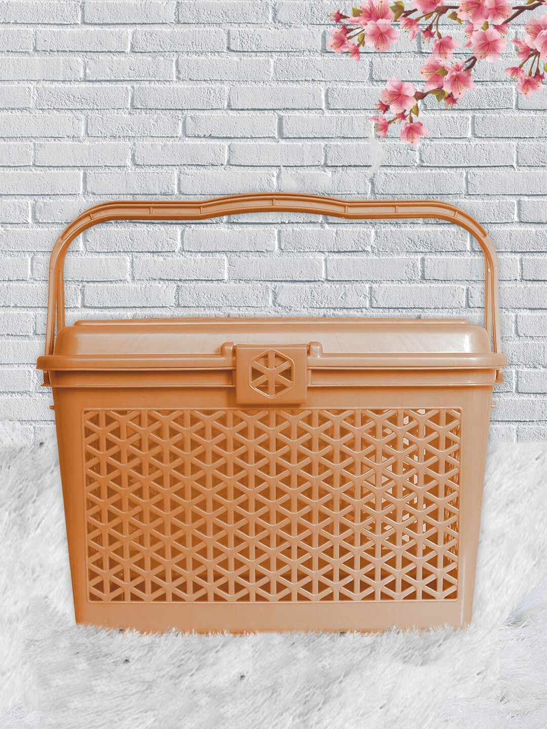 Buy Kuber Industries Camel Brown Plastic Multipurpose Shopping Basket