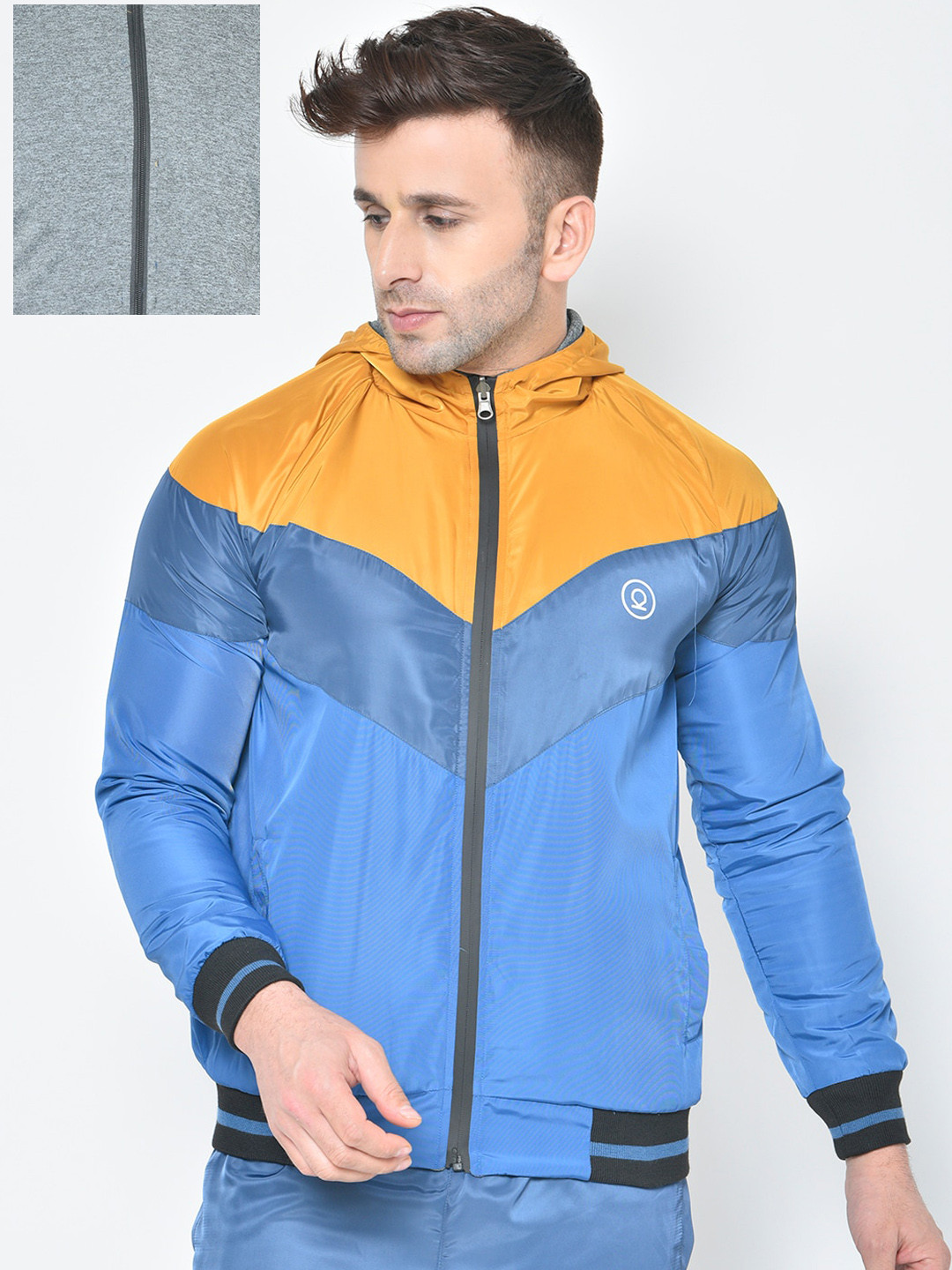 Buy CHKOKKO Men Mustard Colourblocked Reversible Puffer Jacket