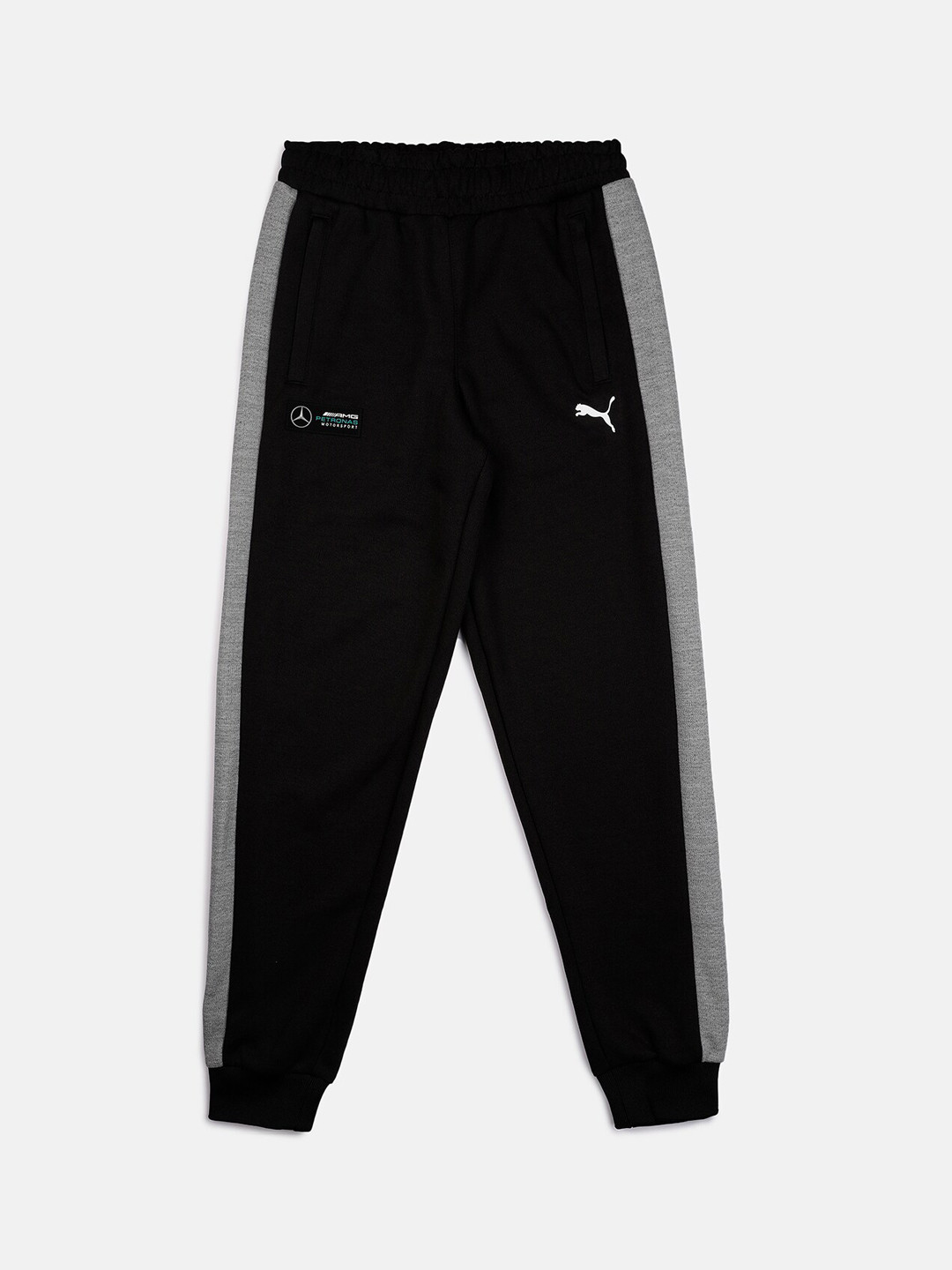 Buy Puma Kids Black & Grey Melange T7 Colourblocked Track Pants Track