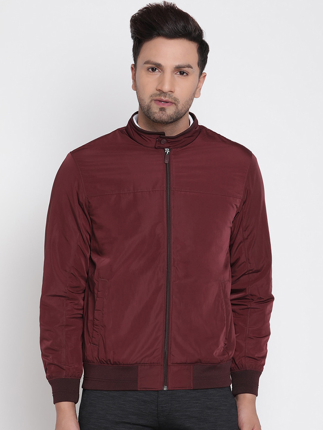 Buy METTLE Men Maroon Bomber Jacket - Jackets for Men 15306236 | Myntra