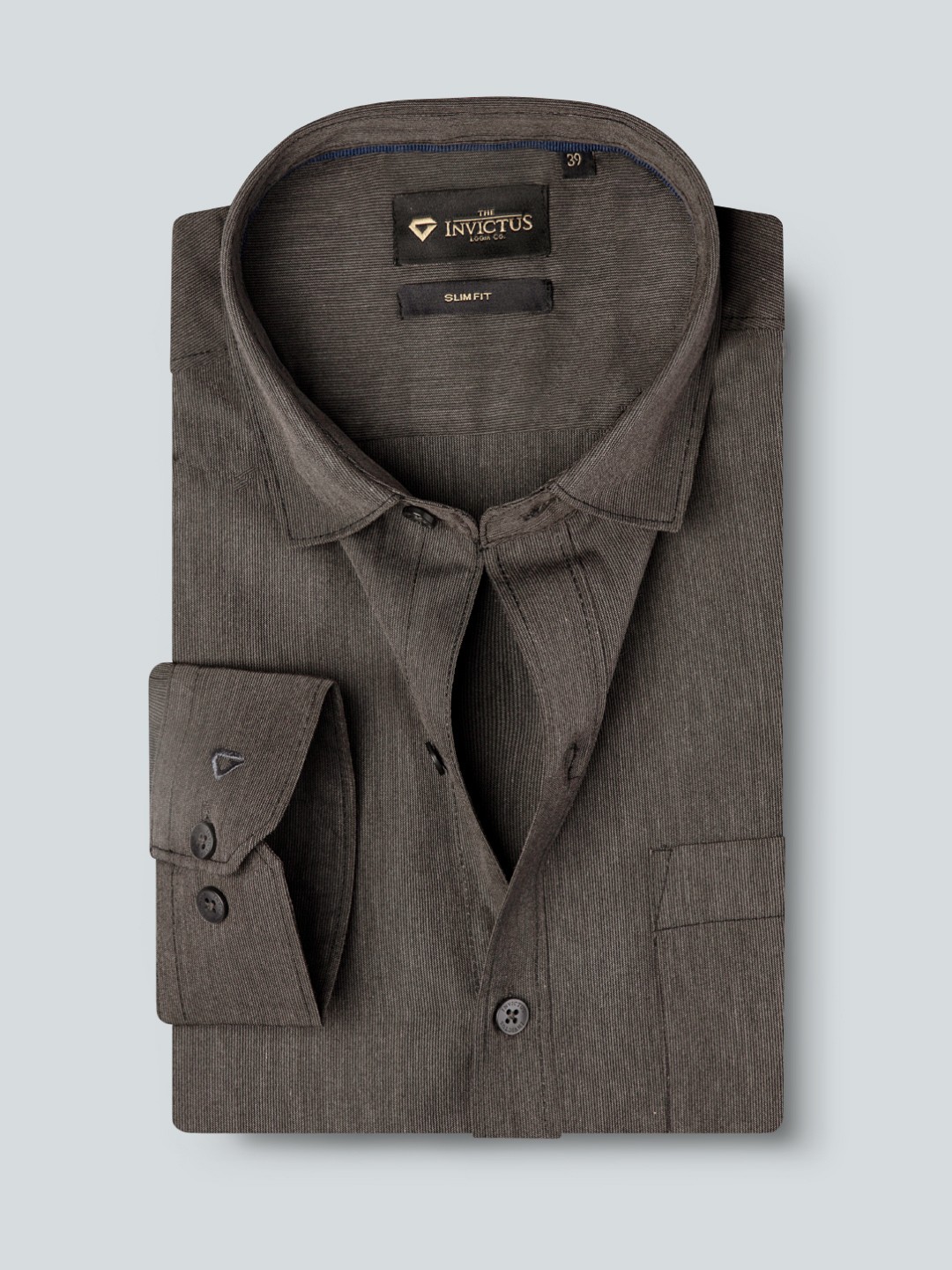 Buy INVICTUS Men Charcoal Grey Slim Fit Opaque Formal Shirt - Shirts ...