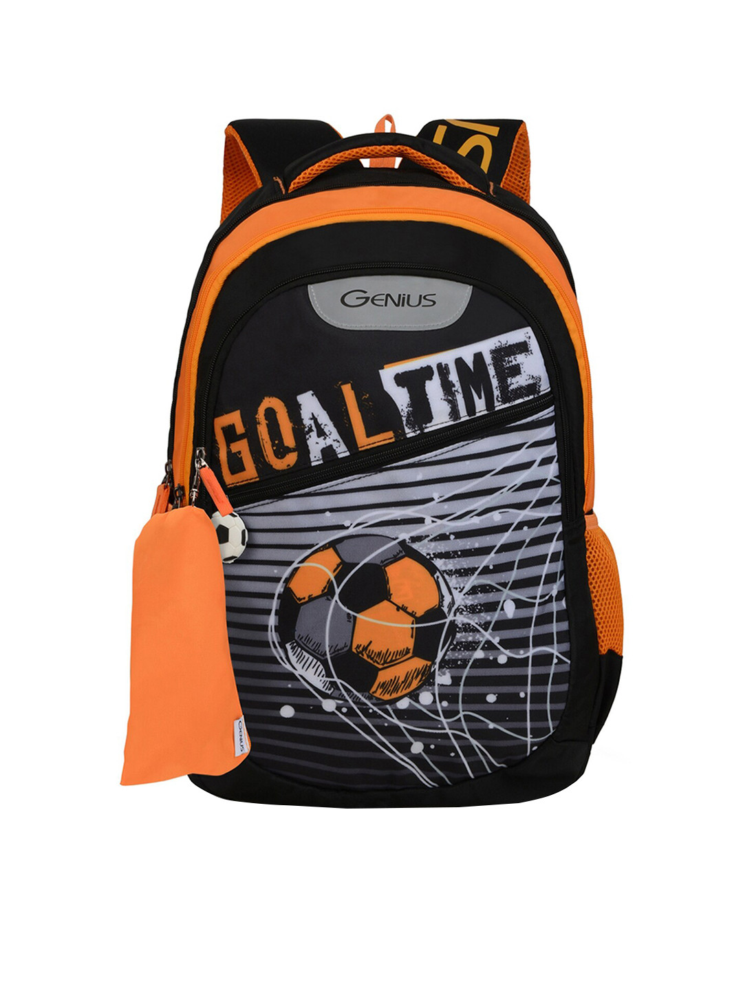 Buy Genius Unisex Kids Black & Orange Safari Golazo Backpack With