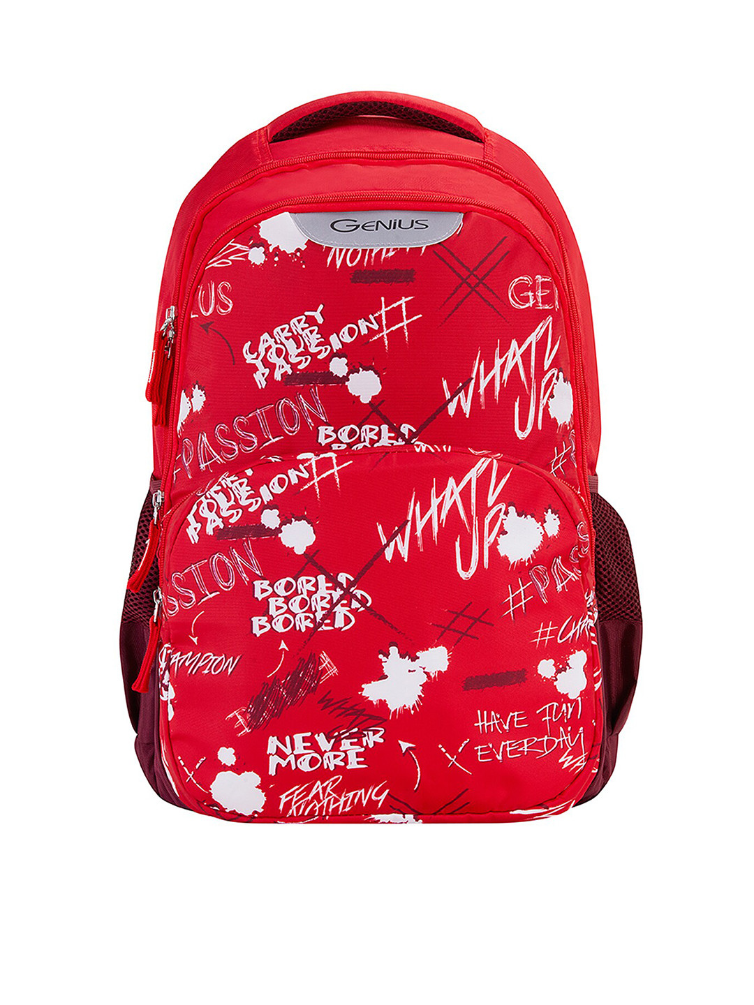 Buy Genius Unisex Kids Red & White Typography Safari Wordpaly Backpack Backpacks for Unisex