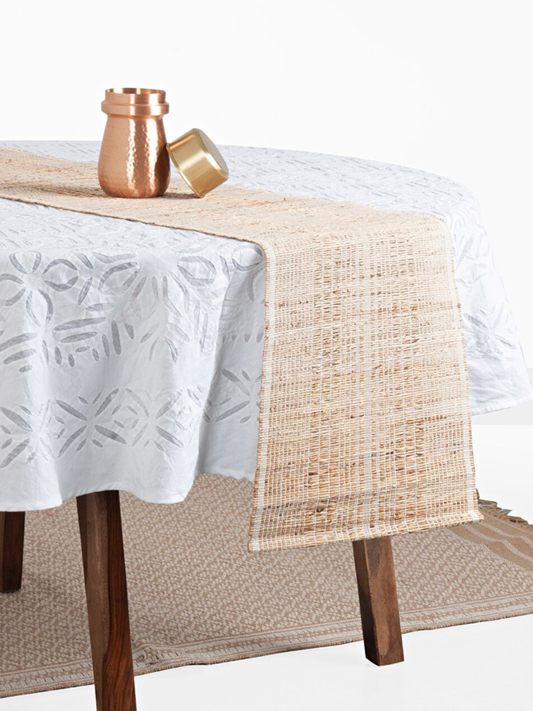 Buy Fabindia Nude Coloured Solid Natural Fiber Table Runner Runners