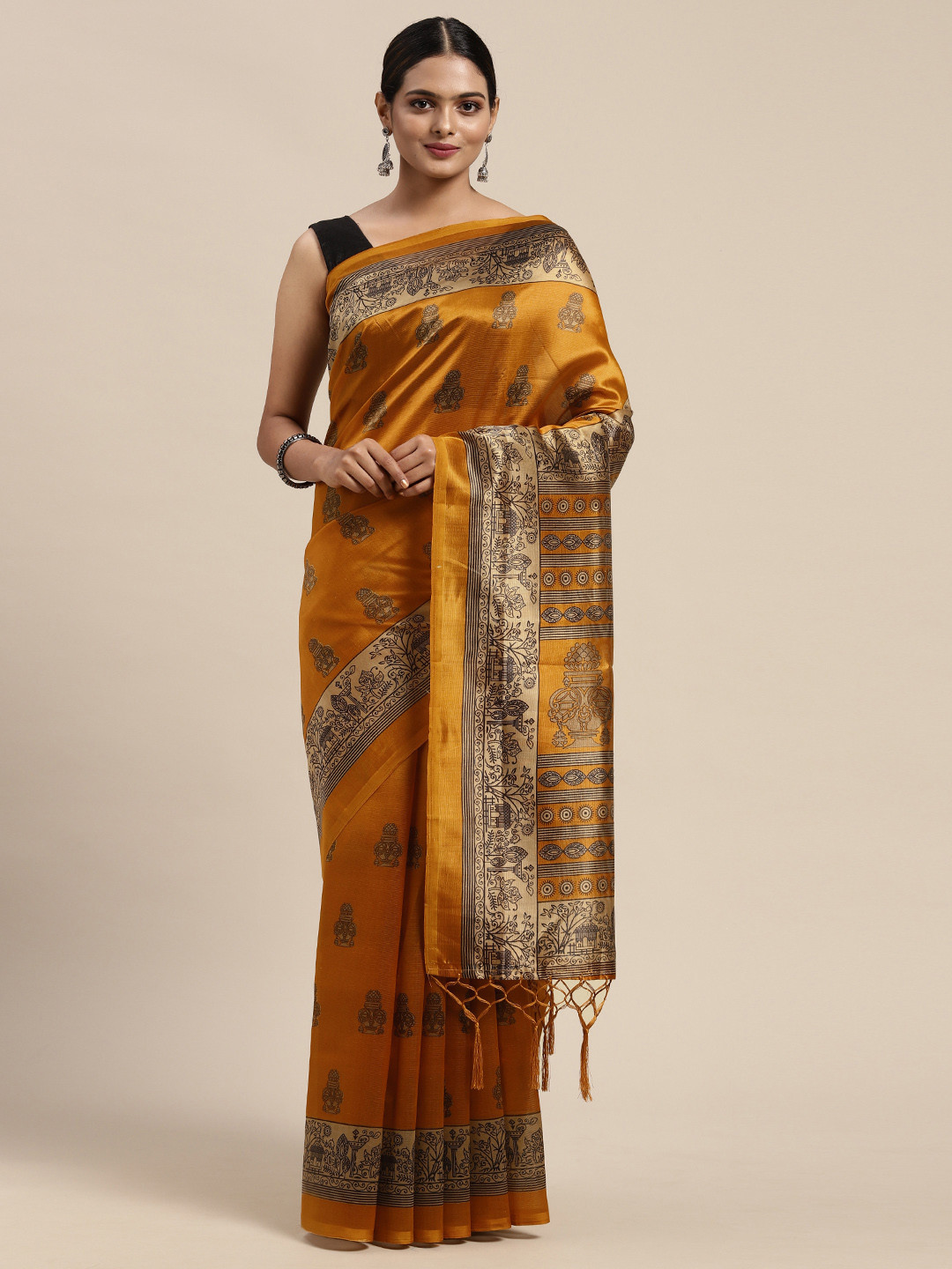 Buy KALINI Mustard Warli Art Silk Mysore Silk Saree Sarees for Women 15314368 Myntra