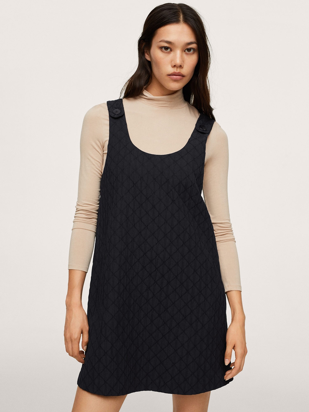 Buy MANGO Black Checked Pinafore Dress Dresses for Women 15315826