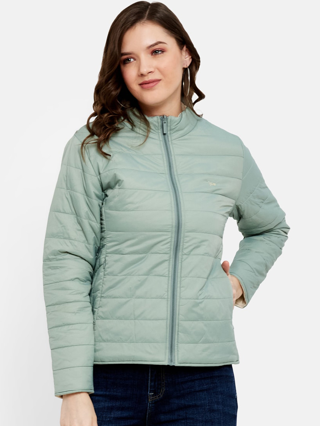 Buy METTLE Women Olive Green Puffer Jacket Jackets for Women 15316380