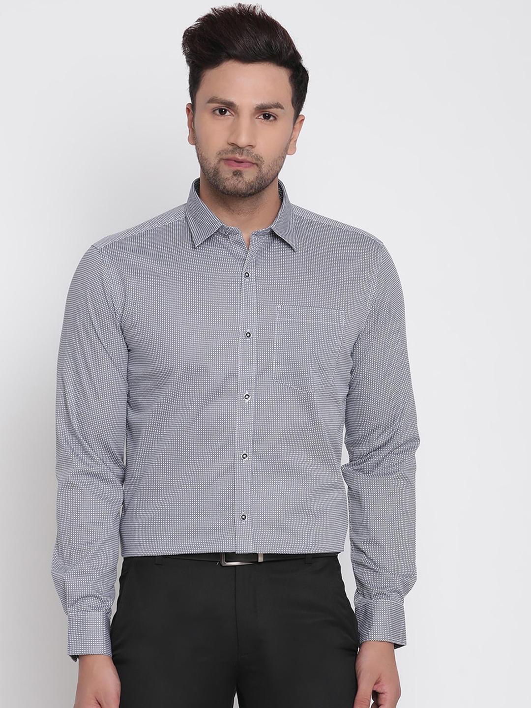 Buy METTLE Men Grey Checked Formal Shirt - Shirts for Men 15318762 | Myntra