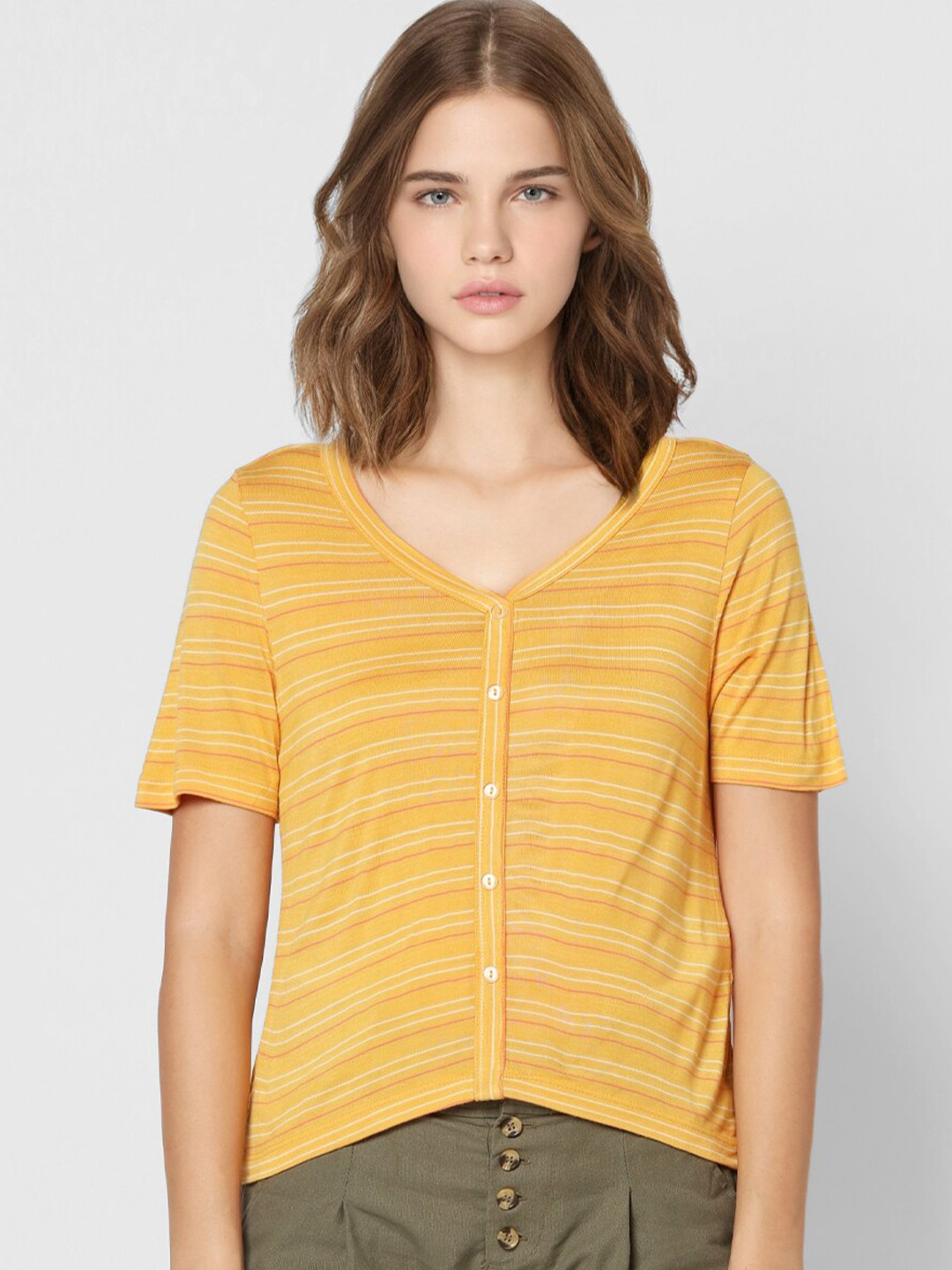 yellow striped t shirt women