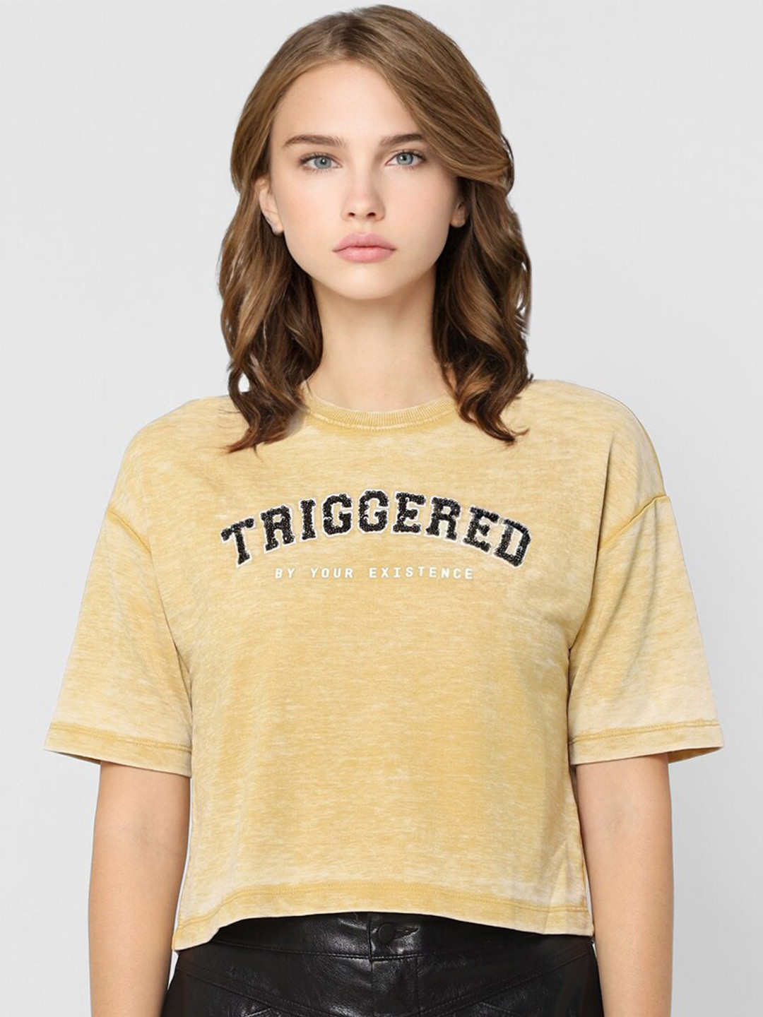 Yellow Boxy Fit Women's Cotton T-Shirt By Being Human Clothing