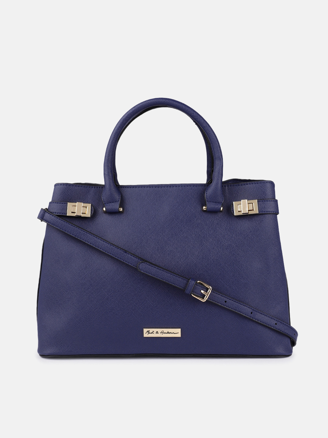 Buy Mast & Harbour Navy Blue Structured Handheld Bag Handbags for