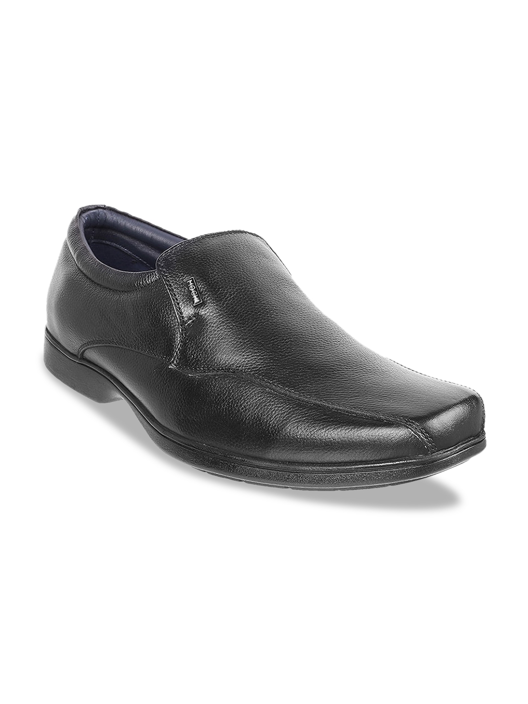 Buy Mochi Men Black Solid Leather Formal Slip Ons - Formal Shoes for ...