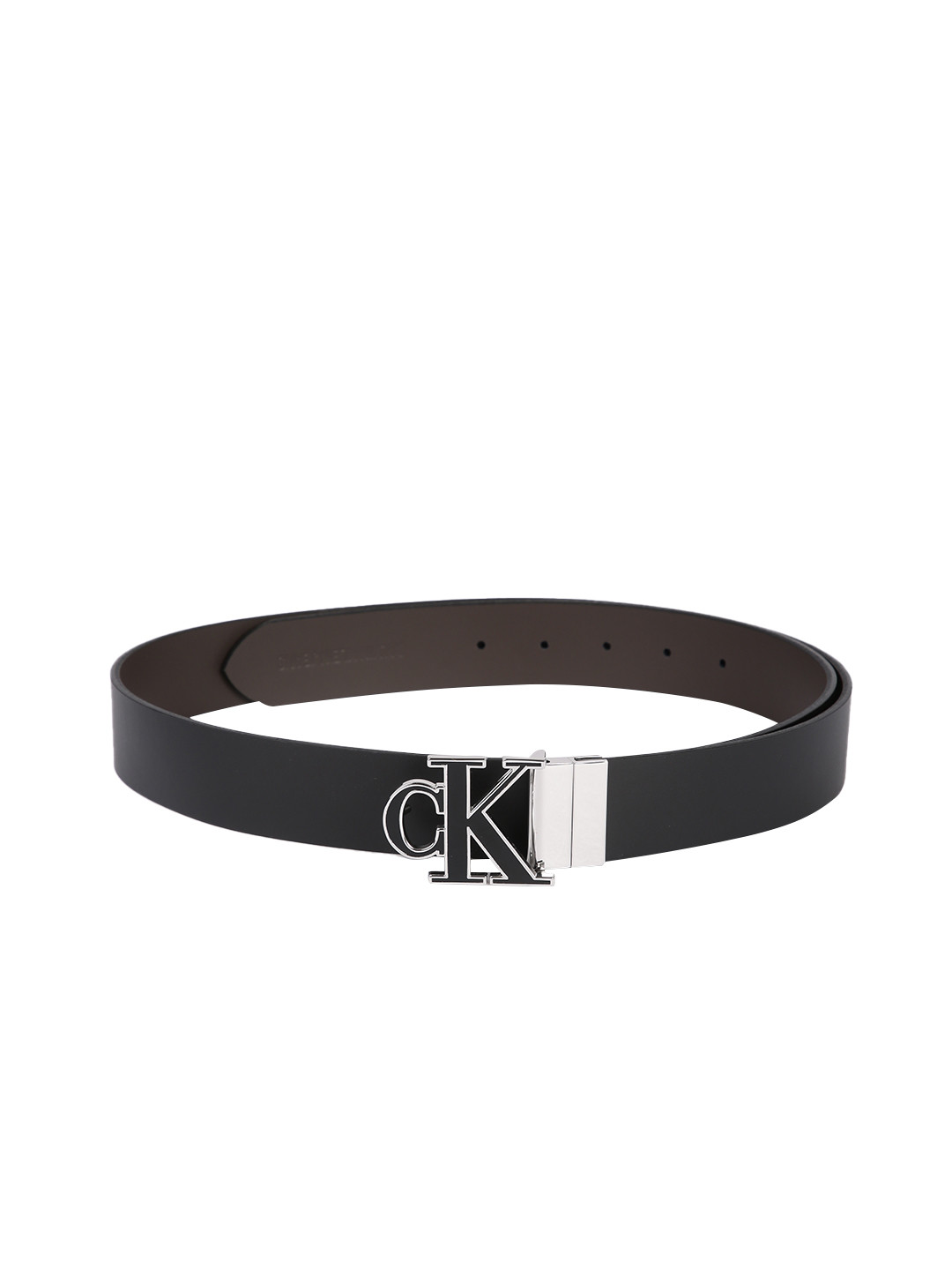 Buy Calvin Klein Men Black Solid Leather Reversible Casual Belt Belts