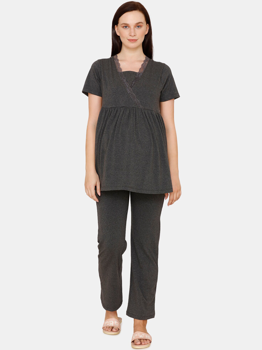 Buy Zivame Women Grey Solid Maternity Night Suit Night Suits for Women 15332192 Myntra