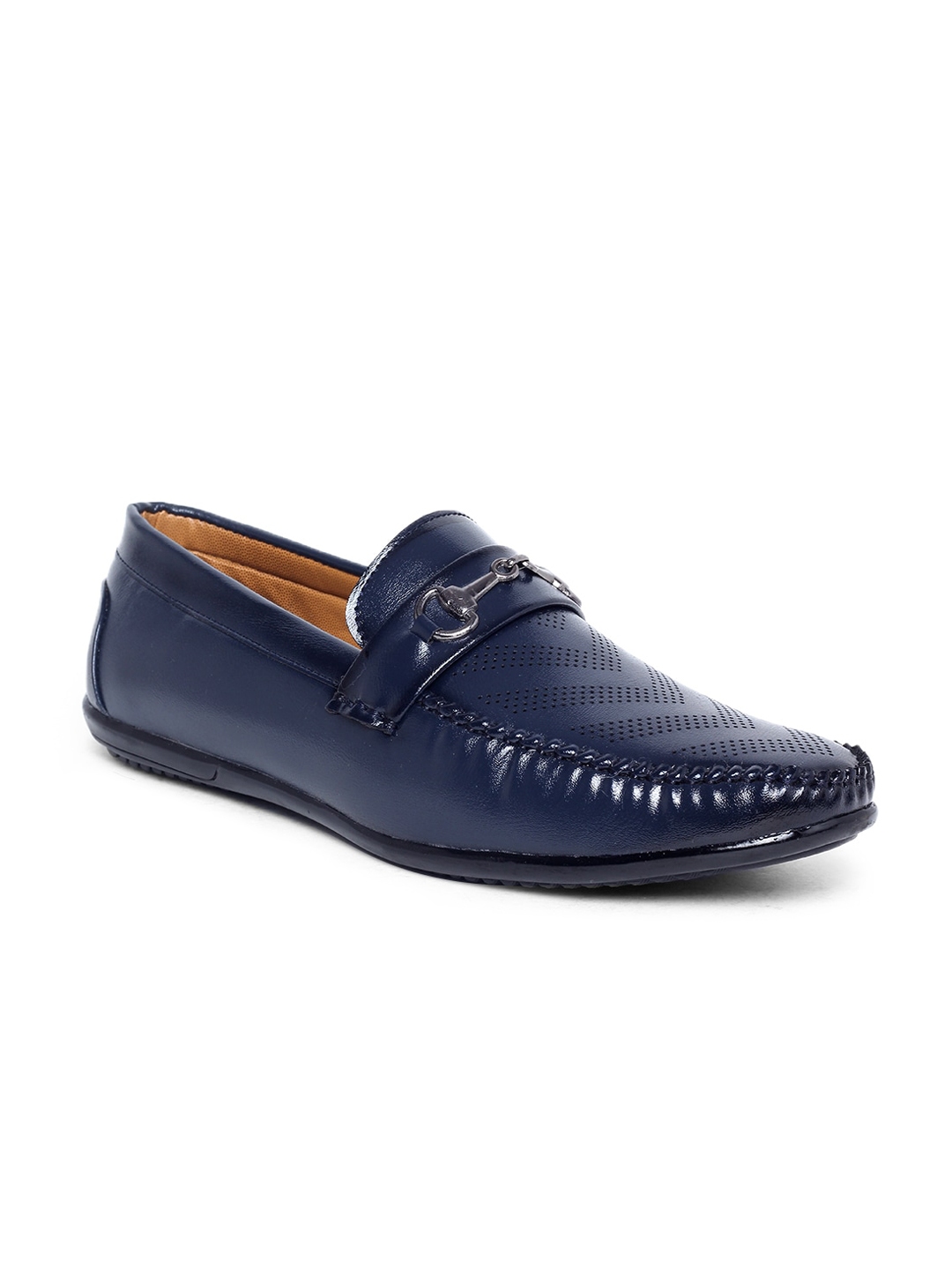 Buy MUTAQINOTI Men Blue Textured Patent Leather Loafers - Casual Shoes ...