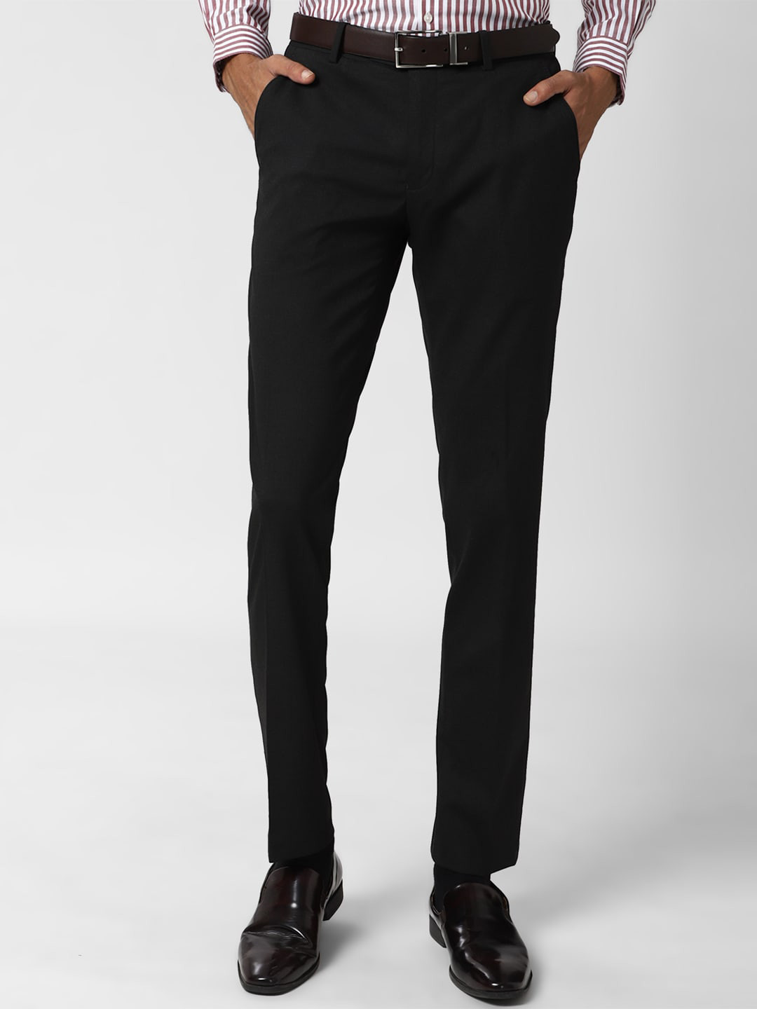 Buy Peter England Men Black Slim Fit Formal Trousers Trousers for Men