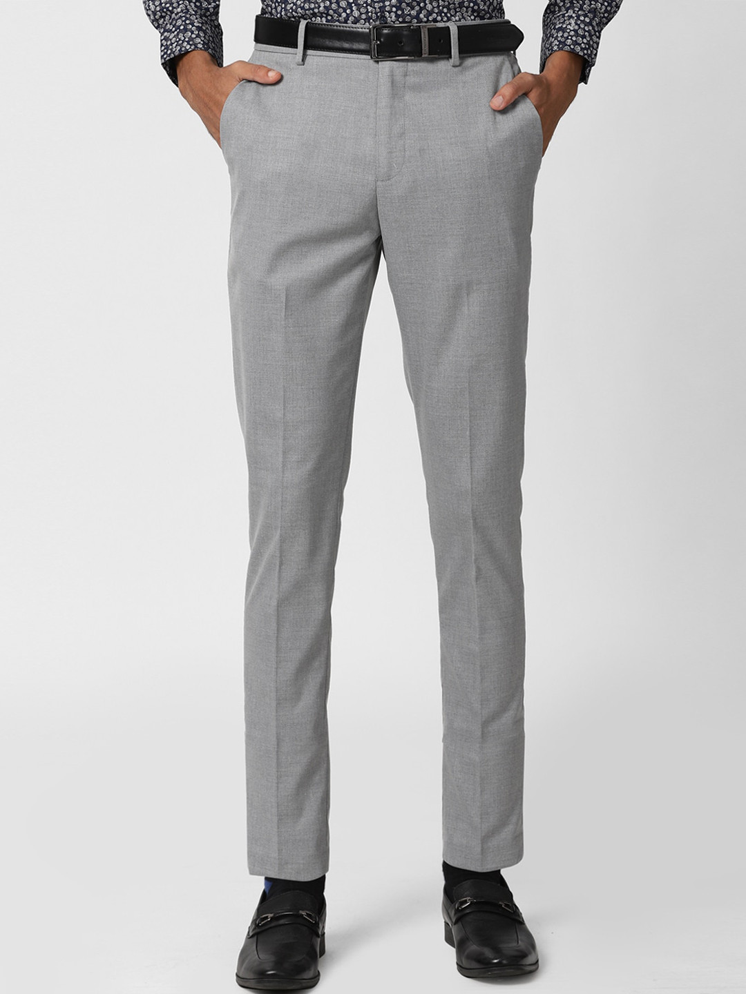 Buy Peter England Men Grey Formal Trousers Trousers for Men 15347466