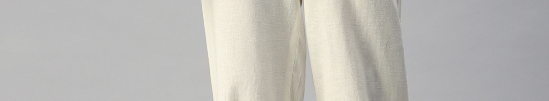 Buy Global Desi Women White Pleated Trousers - Trousers for Women ...