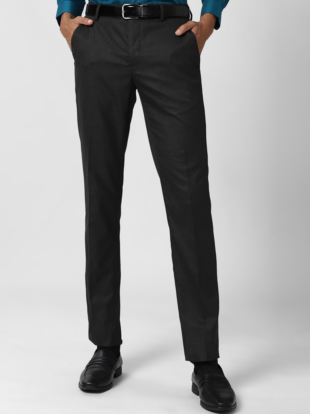 Buy Peter England Men Black Slim Fit Formal Trousers Trousers for Men