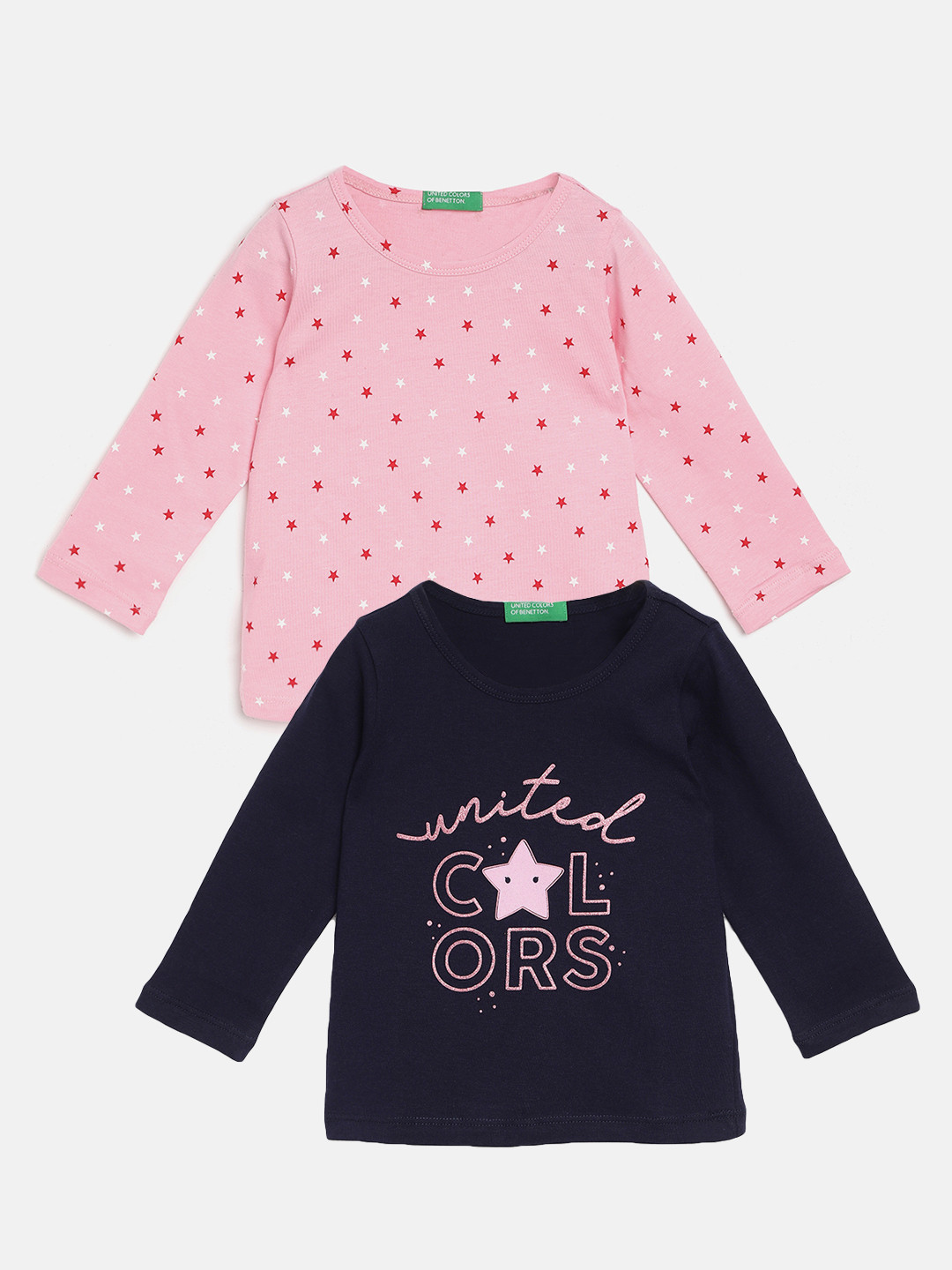 United Colors Of Benetton Lila T-Shirt Mit Glitzer-Slogan-Print Für Mädchen- Tre