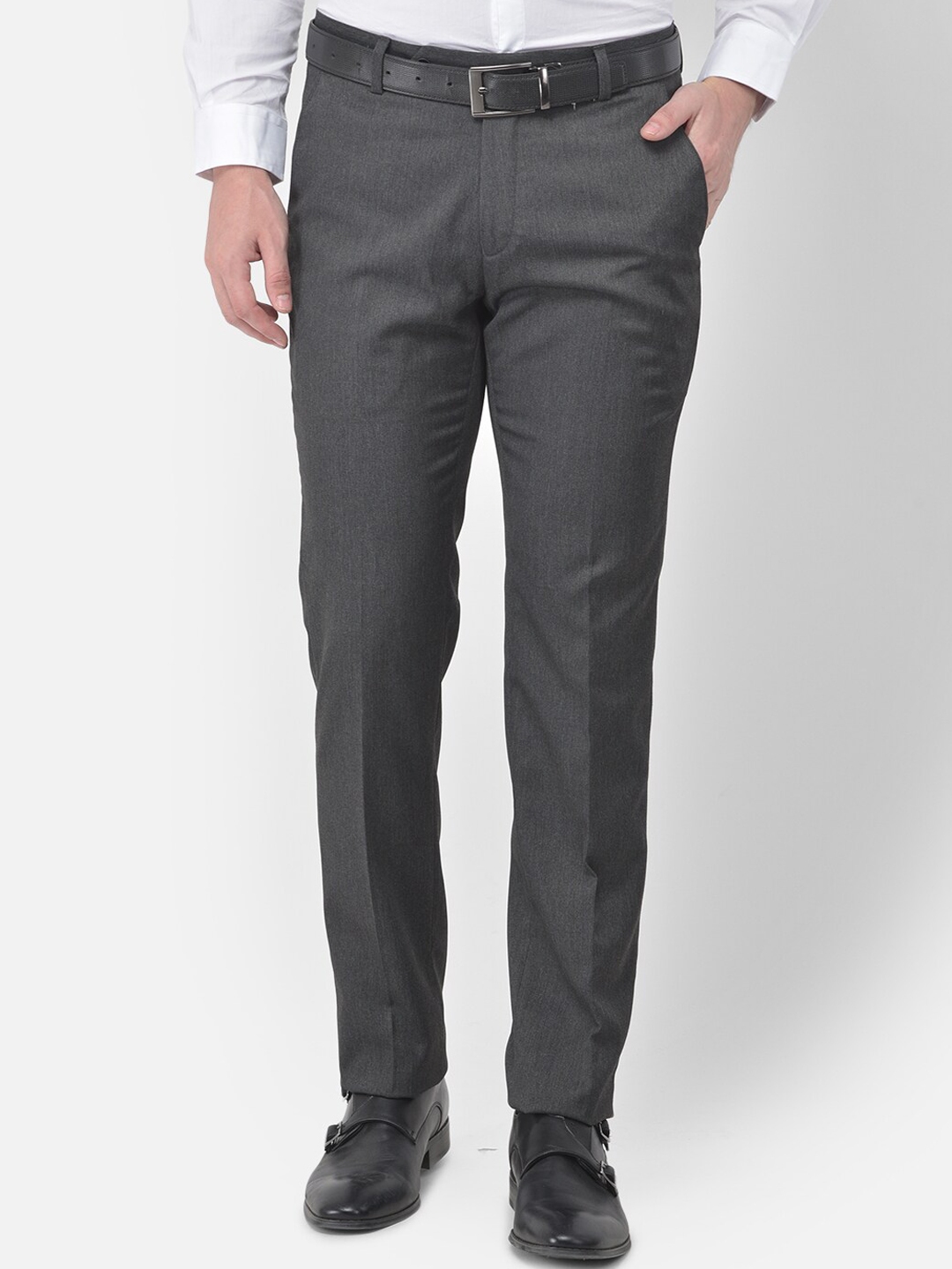 Buy COBB Men Grey Textured Formal Trousers - Trousers for Men 15356818 ...