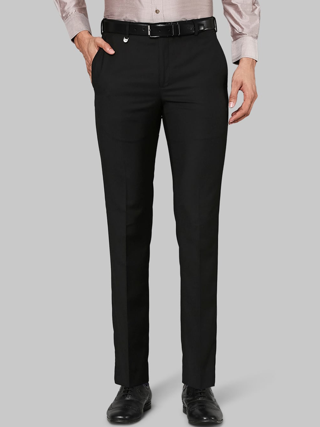 Buy Park Avenue Men Black Slim Fit Formal Trousers - Trousers for Men ...