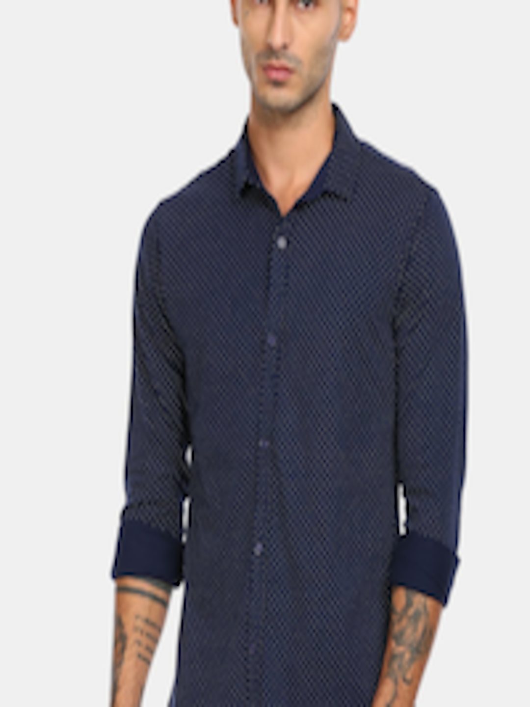 Buy Colt Men Navy Blue Opaque Printed Cotton Casual Shirt - Shirts for ...