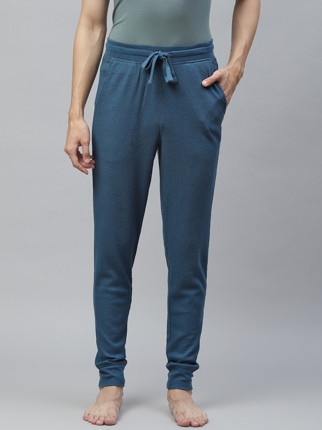 Buy Marks & Spencer Men Teal Blue Textured Lounge Pants Lounge Pants