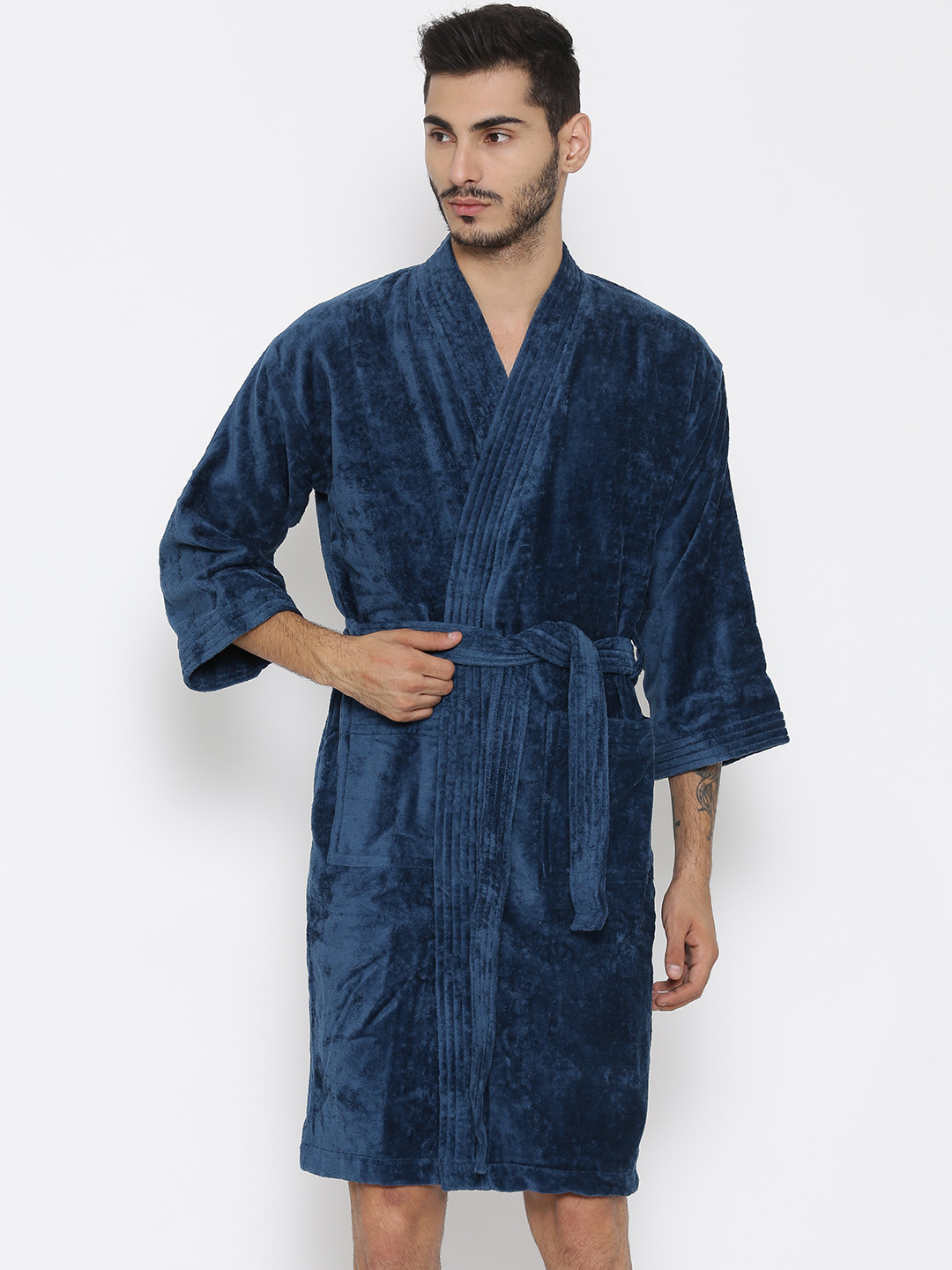 Buy Trident Unisex Blue Bathrobe Bath Robe for Unisex 1536495 Myntra
