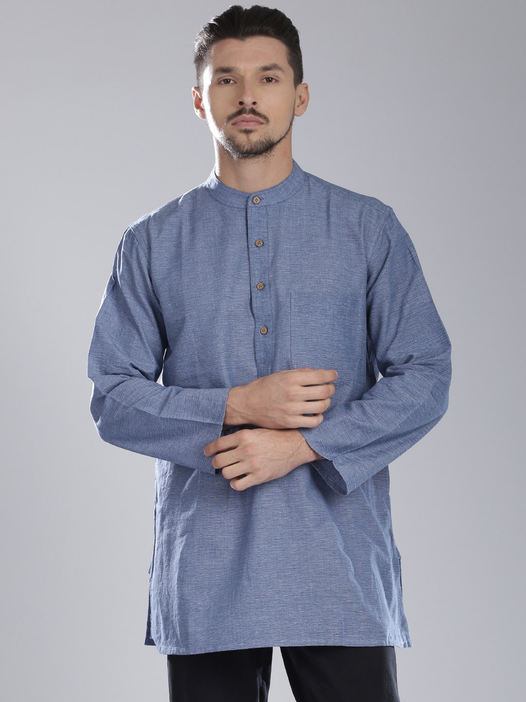 Buy Fabindia Men Blue Solid Short Kurta Kurtas for Men 1536822 Myntra