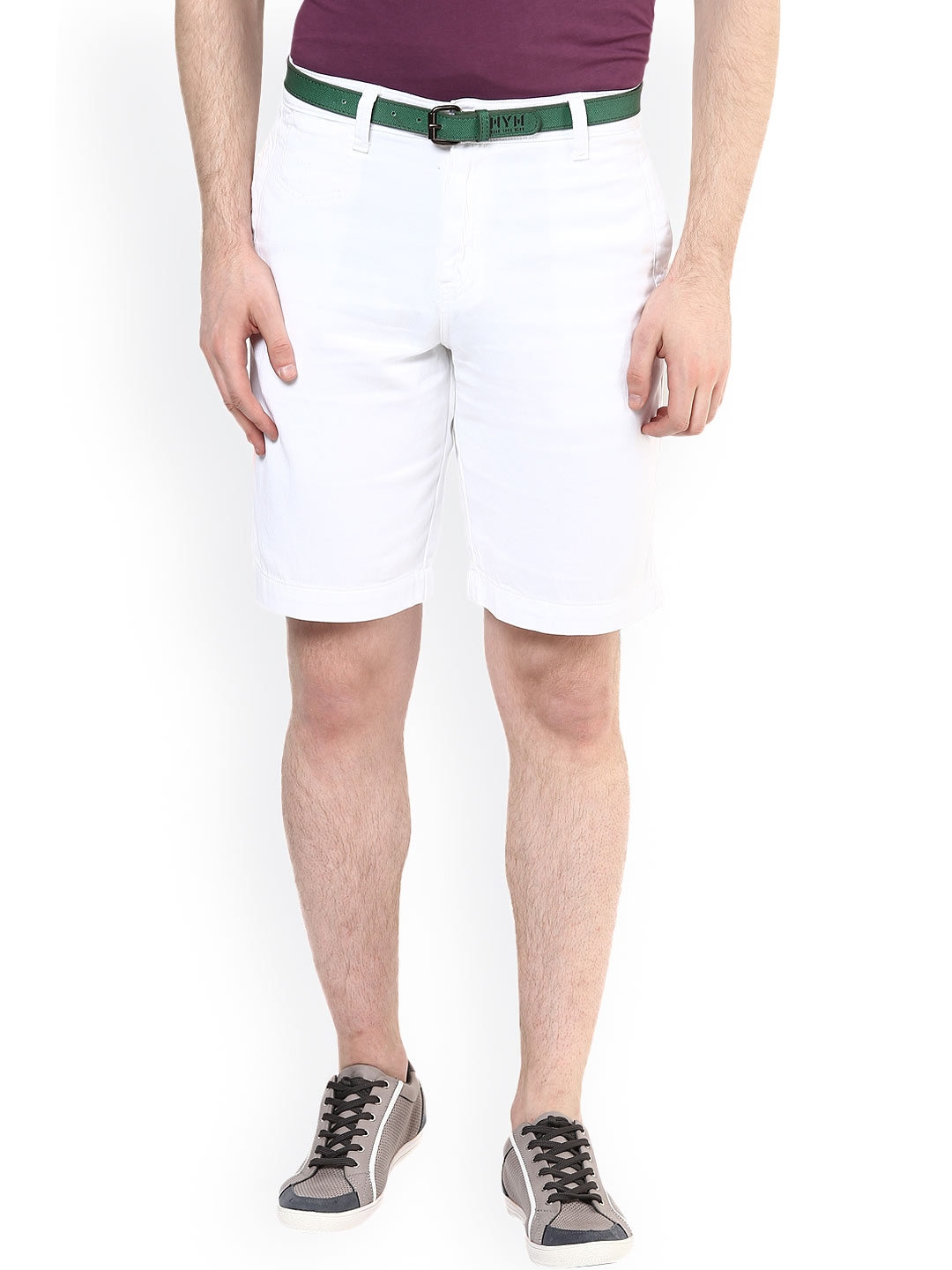 Buy Wear Your Mind Men White Solid Slim Fit Chino Shorts - Shorts for ...