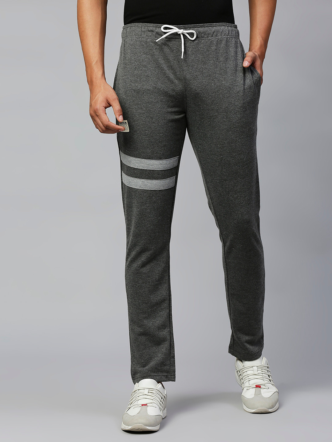 Buy Hubberholme Men Charcoal Grey Structured Fit Track Pants Track