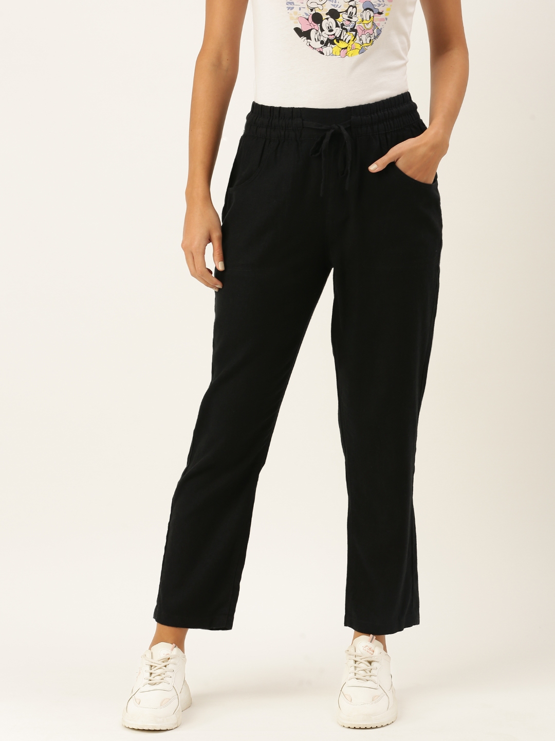 next black tapered trousers