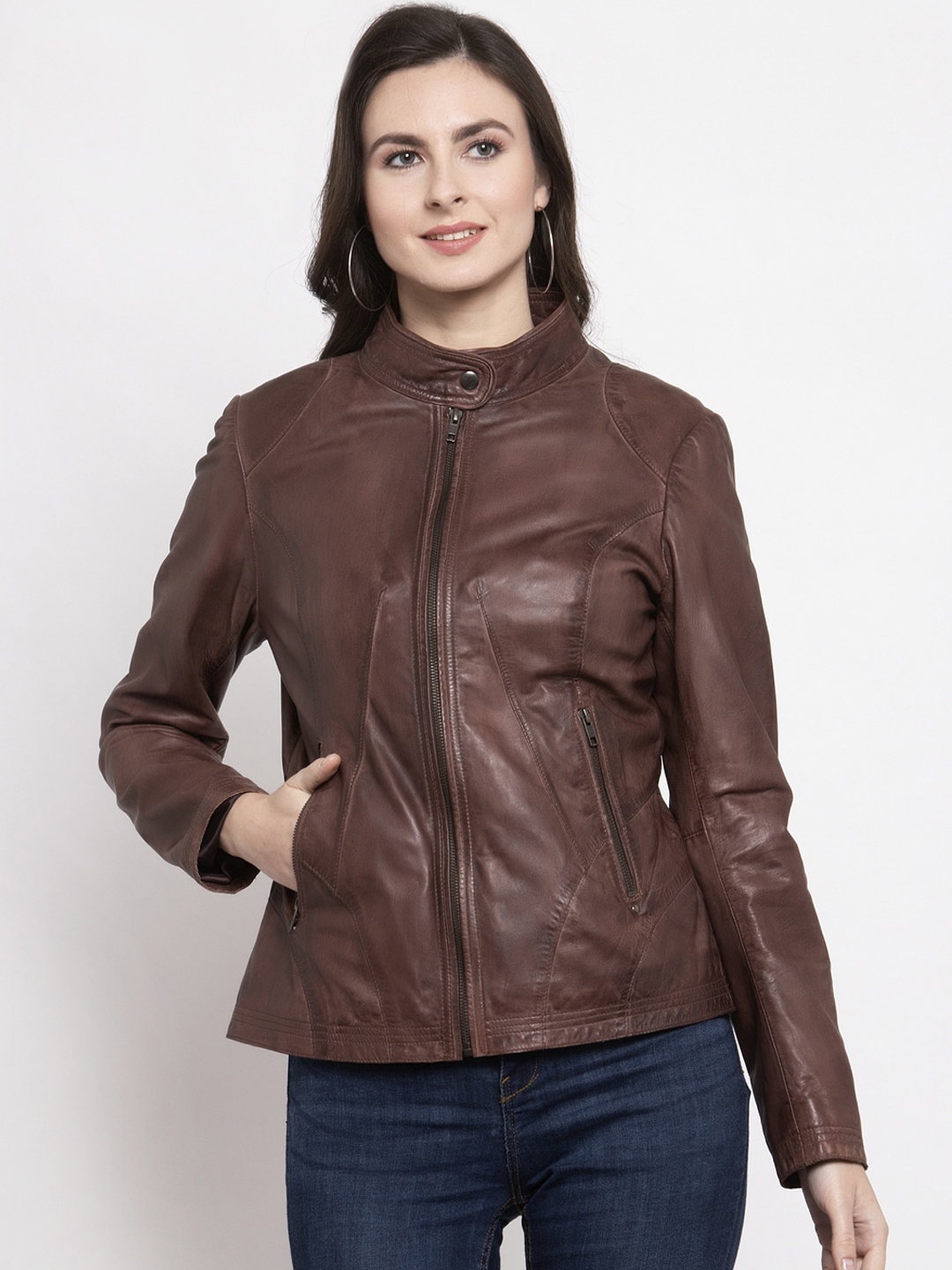Buy BEAVER Women Brown Insulator Leather Jacket - Jackets for Women