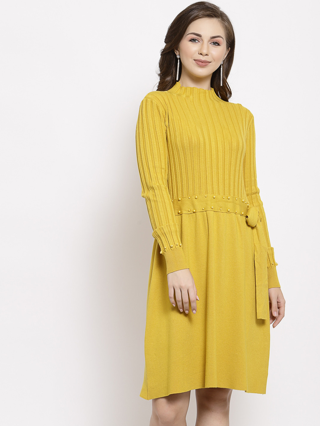 Buy Mafadeny Mustard Yellow A Line Dress Dresses for Women 15382874